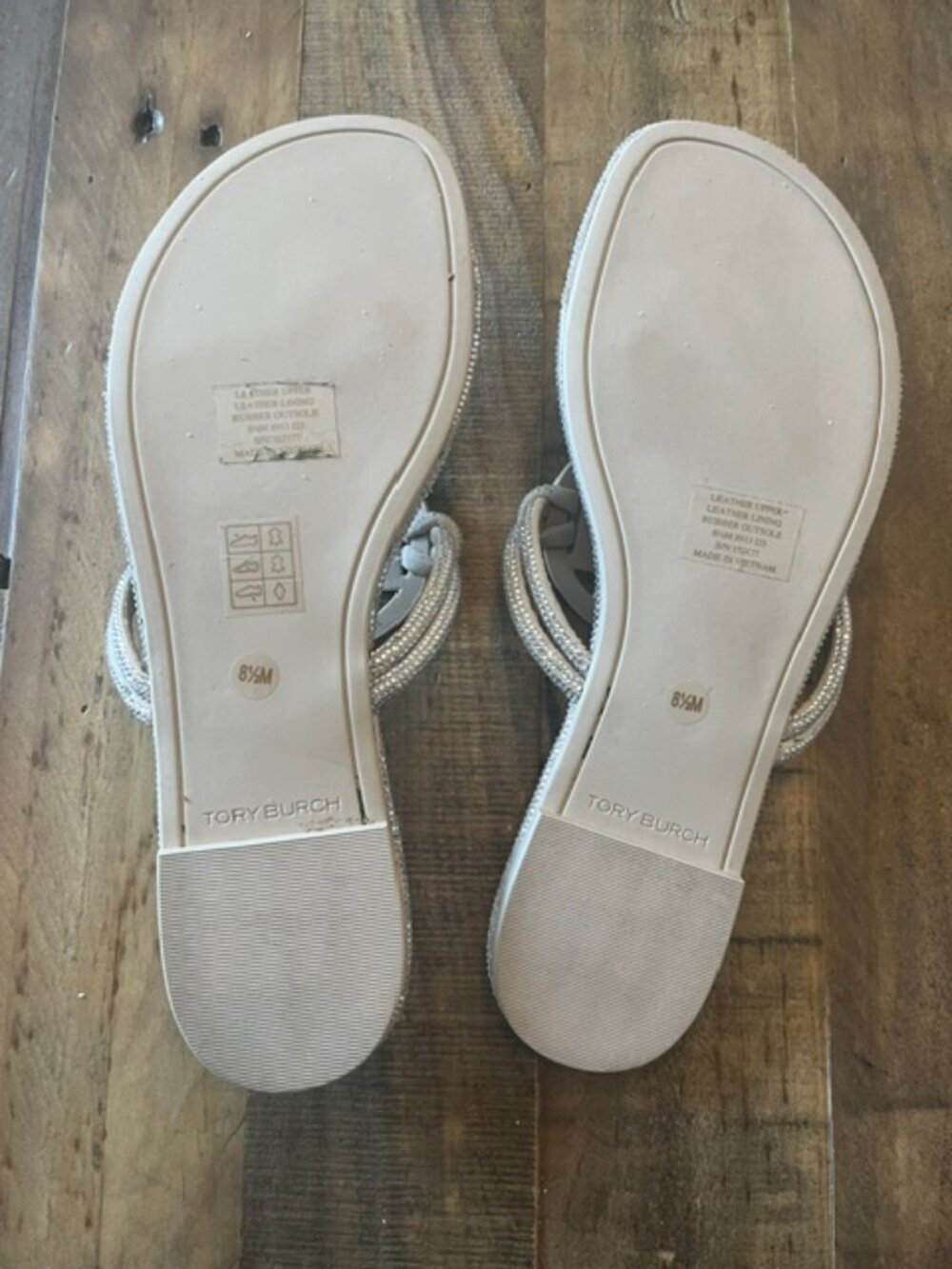 Tory Burch Pave Crystal Knotted Miller Sandals Size 8.5 Dark Clay Retail $300 - Picture 3 of 6